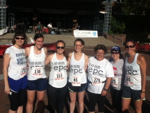 Team EPC, including (from left) Mom, yours truly, Jen, Emily, Wendy, Rosa, and Jocelyn. Michele and Clair were on the team also, but they somehow avoided being in the picture.